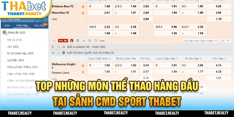 CMD Sport THABET mang đến những môn thể thao hàng đầu